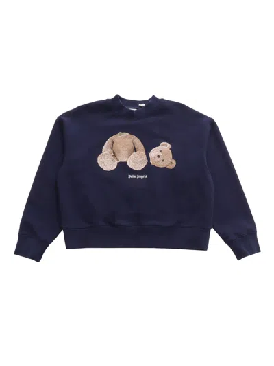 Palm Angels Bear Sweatshirt In Blue