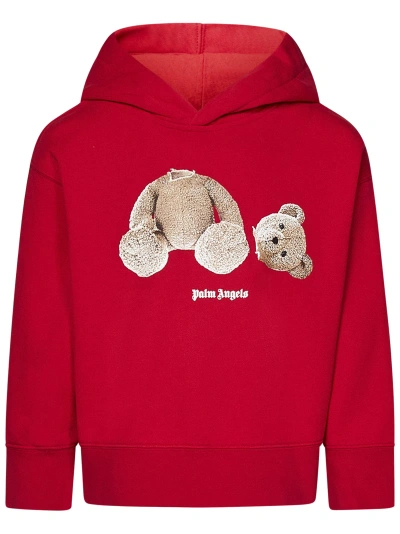 Palm Angels Kids' Bear Sweatshirt In Red