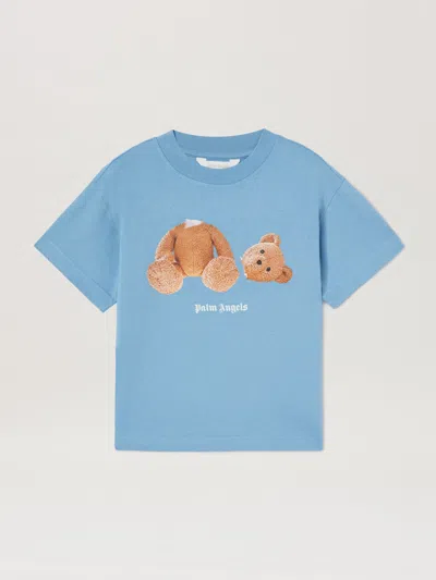 Palm Angels Kids' Dusty Blue Bear Graphic-print Cotton-jersey T-shirt 4-12+ Years
