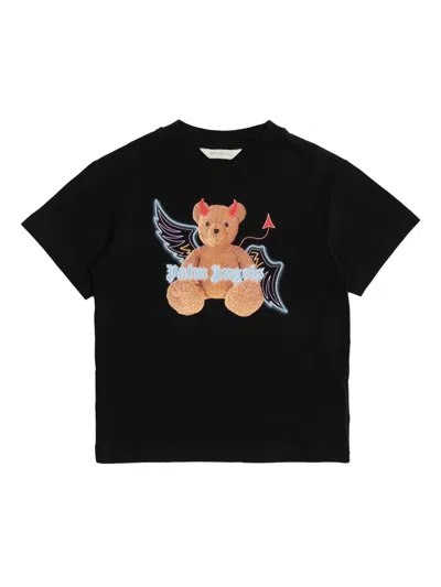 Palm Angels Kids' Bear T-shirt In Black