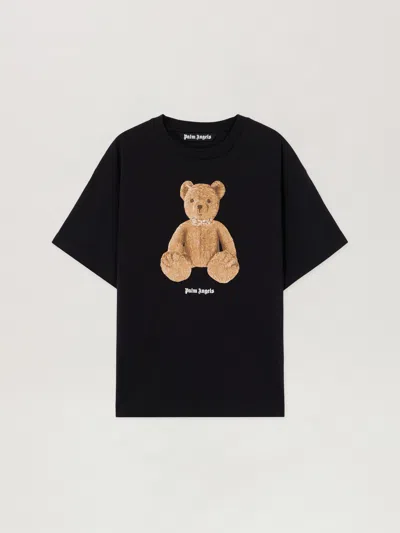 Palm Angels Cotton Crew Neck T Shirt Teddy Bear In Black