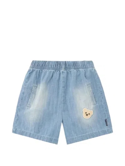 Palm Angels Babies' Bear-patch Shorts In Blue