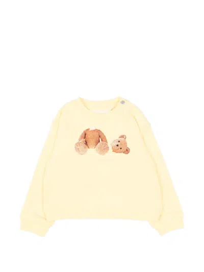 Palm Angels Babies' Bear-print Sweatshirt In Yellow