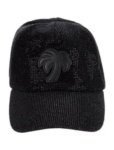 Pre-owned Palm Angels Bedazzled Baseball Cap In Black