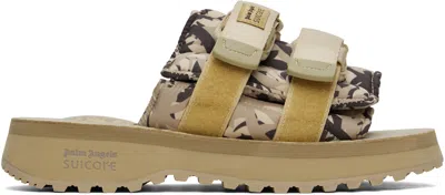 PALM ANGELS BEIGE & BLACK SUICOKE EDITION MOTO-P SANDALS