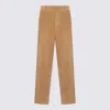 Palm Angels Velvet Ribbon Wide Leg Trousers In Beige