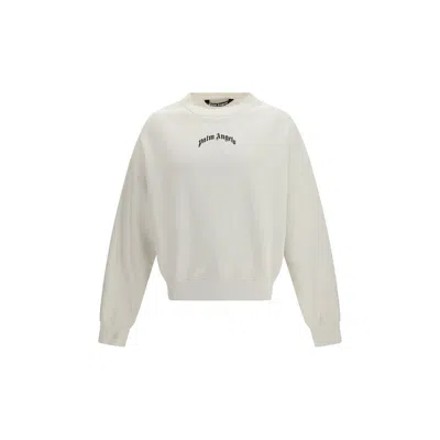 Palm Angels Back Curved Logo Loose Crew In Neutral