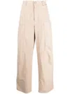 Palm Angels Pa Monogram-embroidery Wide-leg Trousers In Beige