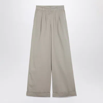Palm Angels Beige Cotton Wide Trousers