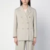 Palm Angels Beige Double-breasted Cotton Jacket Women In Beige