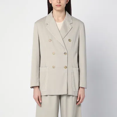 PALM ANGELS BEIGE DOUBLE-BREASTED COTTON JACKET