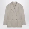 Palm Angels Beige Double-breasted Cotton Jacket Women In Gray