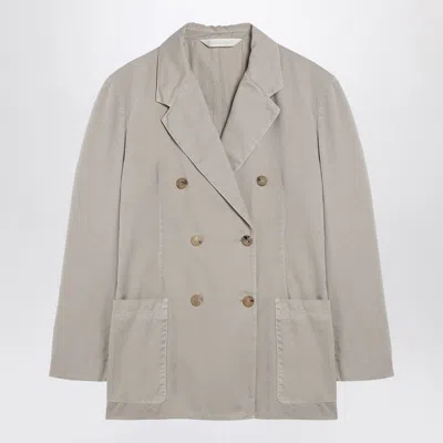 Palm Angels Beige Double-breasted Cotton Jacket Women In Gray
