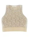 Palm Angels Embroidered Viscose Blend Top In Beige