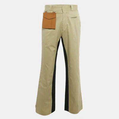 Pre-owned Palm Angels Beige Gabardine Cotton Contrast Trimmed Trousers L