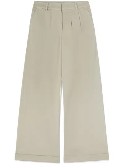 PALM ANGELS BEIGE GB LABEL WIDE-LEG TROUSERS