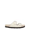 Palm Angels Beige Leather Flat Women's Sandals In White