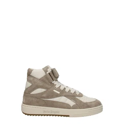 Palm Angels Beige Leather High Top Women's Sneakers In Multi