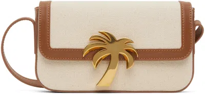 Palm Angels Palm-motif Canvas Cross Body Bag In Beige Gold