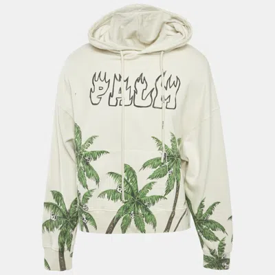 Pre-owned Palm Angels Beige Palma & Skull Print Cotton Sweatshirt M In Sand