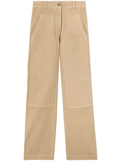 PALM ANGELS BEIGE EMBROIDERED CARGO PANTS