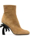 PALM ANGELS BEIGE SUEDE ANKLE BOOTS WITH PALM HEEL