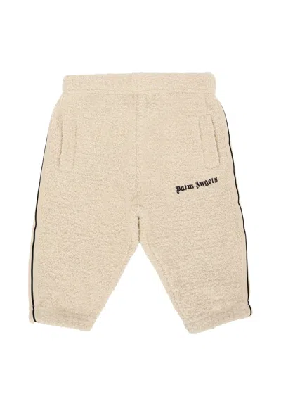 Palm Angels Beige Trousers For Babykids With Logo In Neutral