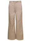 Palm Angels Beige Wide Pants With Concealed Fastening In Beige