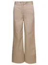 PALM ANGELS BEIGE WIDE PANTS WITH CONCEALED FASTENING IN POLYESTER BLEND WOMAN