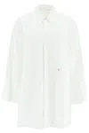 PALM ANGELS BELL SLEEVED COTTON POPLIN SHIRT DRESS WITH PALM DETAIL