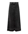 Palm Angels Black Split Denim Maxi Skirt In Black