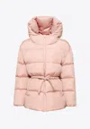 Palm Angels Belted Down Jacket In Pink
