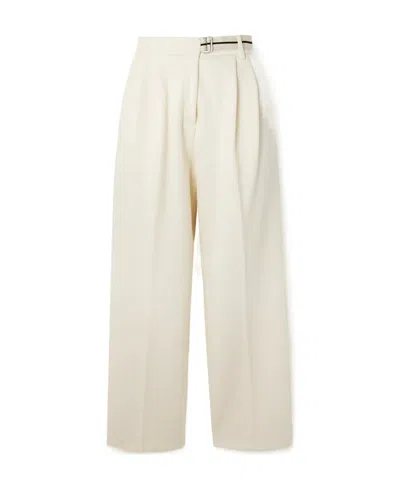 Palm Angels Belted Straight-leg Trousers In White