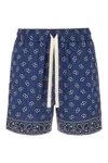 Palm Angels Printed Paisley Bermuda Shorts In Blue