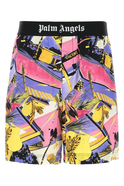 Palm Angels Miami Flower Deck Shorts In Multicolour