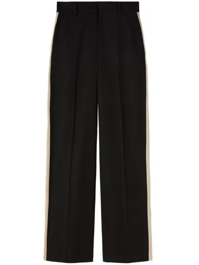 Palm Angels Bicolor Banded Pants For Women In Black