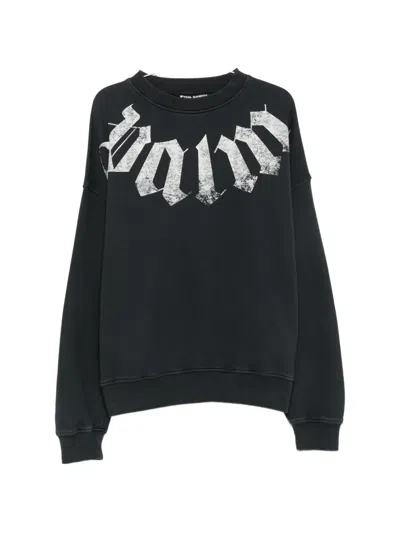 Palm Angels Big Neck Black Logo Oversized Sweatshirt In Multi