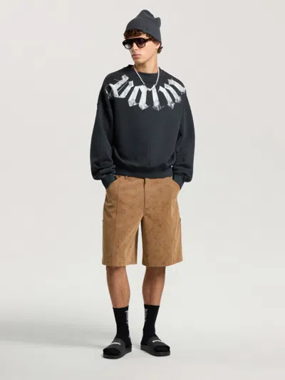 Palm Angels Big Neck Logo Loose Sweatshirt In White
