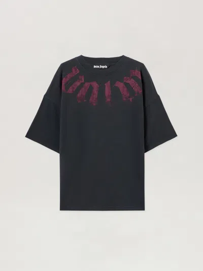 Palm Angels Big Neck Logo Loose T-shirt In Black