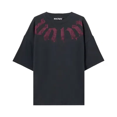 Pre-owned Palm Angels Big Neck Logo Loose T-shirt 'black/burgundy' | Men's Size M