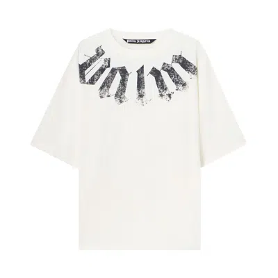 Pre-owned Palm Angels Big Neck Logo Loose T-shirt 'off White/black' | Men's Size Xxl