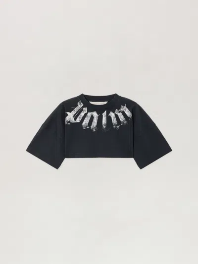 Palm Angels Big Neck Logo Mini T-shirt In Black