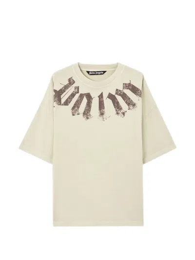 Palm Angels Big Neck Logo Loose Fit T-shirt In Neutral