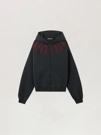 Palm Angels Big Neck Logo Zip Hoody In Black