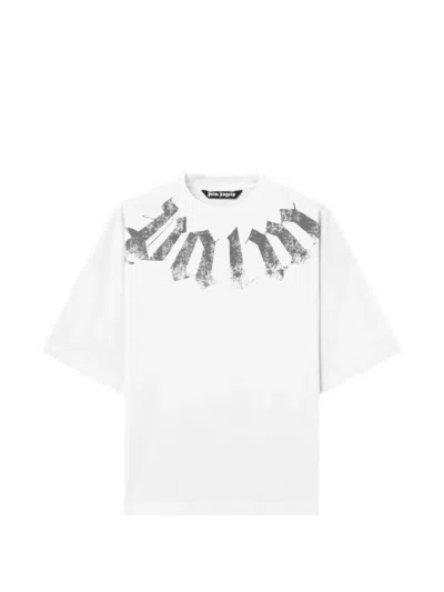 Palm Angels Relaxed Fit Graffiti Logo Print Cotton T-shirt In White