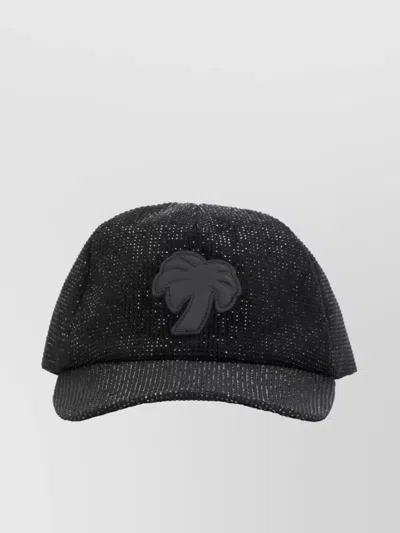 Palm Angels Big Palm Embroidered Cap In Black