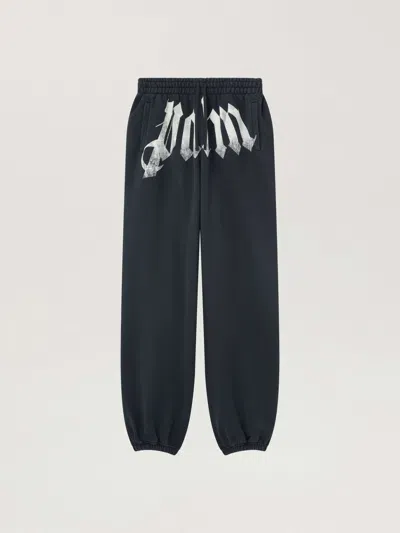 Palm Angels Big Waist Logo Sweatpants In Black - Off White