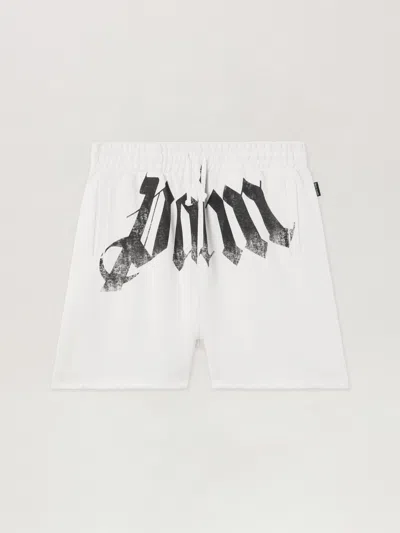 Palm Angels Big Waist Logo Sweatshorts In White
