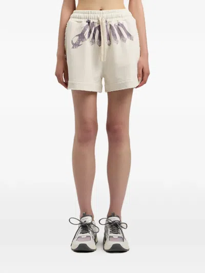 Palm Angels Big Waist Logo Track Shorts In Neutral