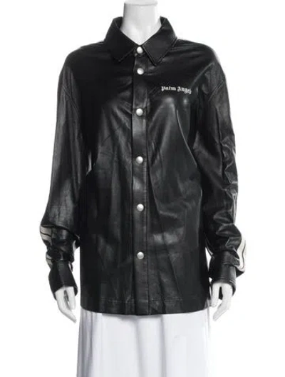 Pre-owned Palm Angels Biker Jacket In Gray